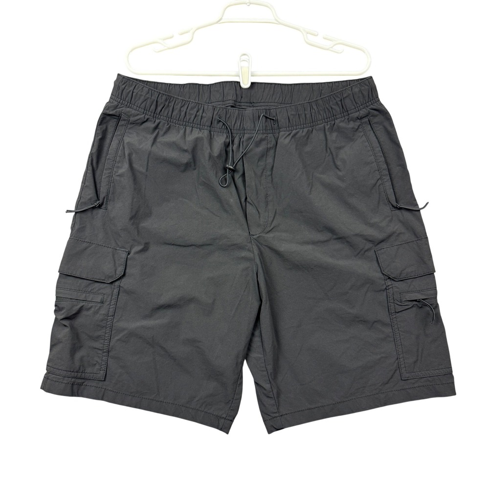 HM Relaxed Fit Cargo Shorts Mens Large Black Tech Utility Gorpcore Elastic Waist